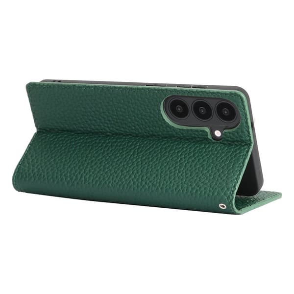 Plånboksfodral för Samsung Galaxy S26 Plus Äkta läder - Mörkgrön