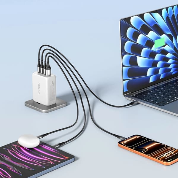 Tech-Protect 4-Port Snabbladdare 200W QC3.0 NC200W-GAN Vit