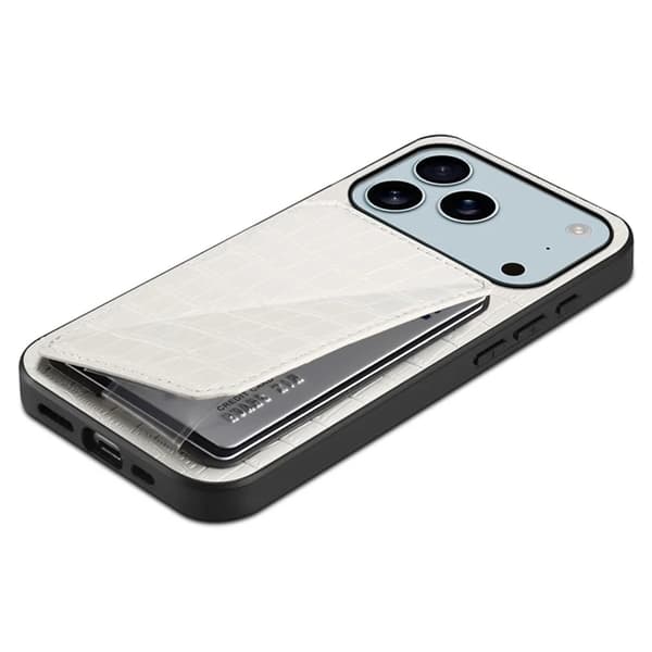 Mobilskal till iPhone 17 Pro Max Korthållare Crocodile Textured - Vit Vit