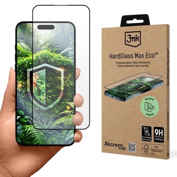 3MK iPhone 15 Pro Härdat glas Skärmskydd Eco Max - Svart