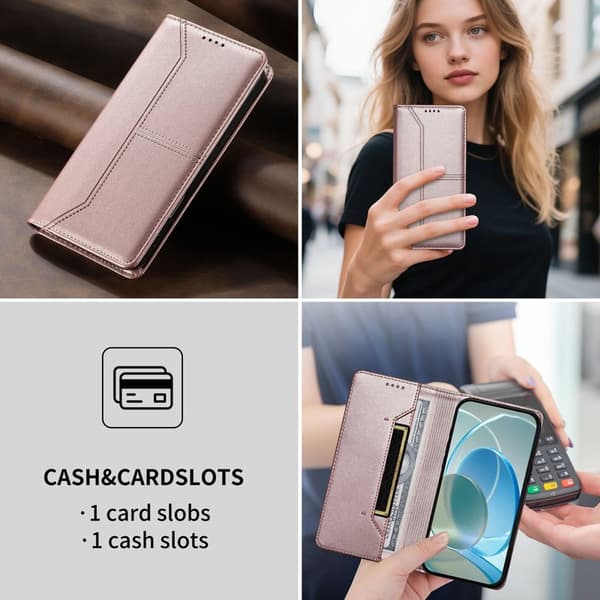 Plånboksfodral för Samsung Galaxy S26 Plus Ställfunktion Konstläder - Rosa