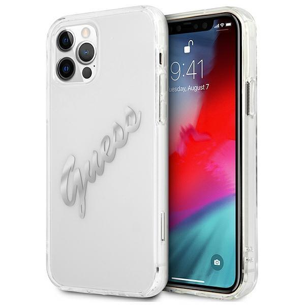 Guess Vintage Script Silver Skal iPhone 12 Pro Max - Transparent Silver