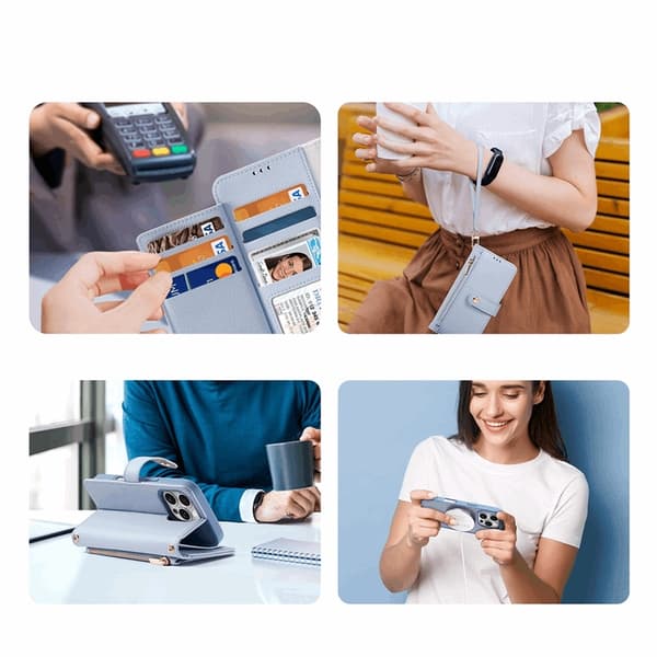 Dux Ducis iPhone 16 Pro Pung Taske Lawa Læder - Blå Blå