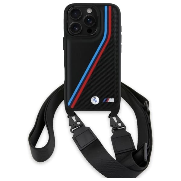 BMW Mobilskal till iPhone 16 Pro Max Carbon Tricolor & Strap - Svart Black