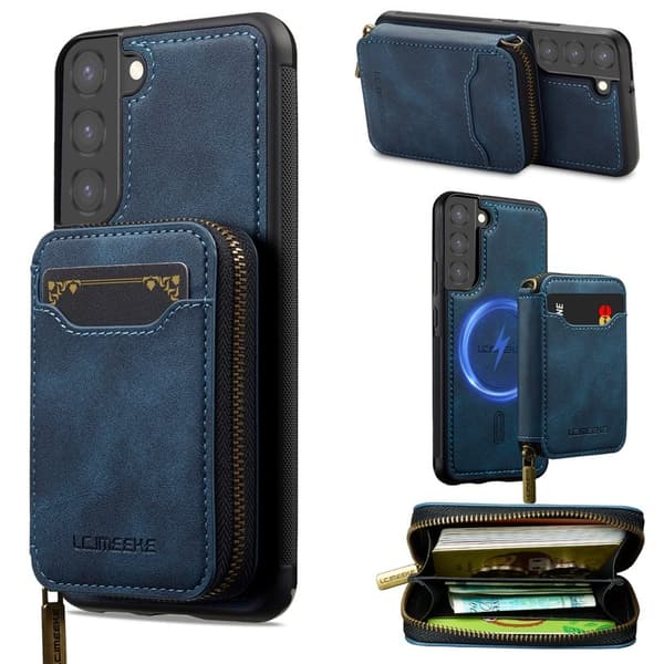LC.IMEEKE L6 för Samsung Galaxy S22+ Plånboksfodral Konstläder - Blå