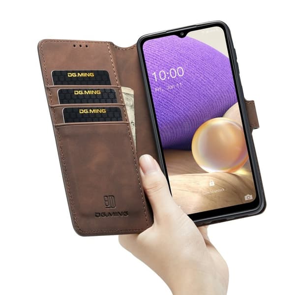 DG.MING Samsung Galaxy A33 5G Konstläder Plånboksfodral Retro Brun
