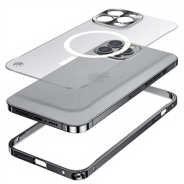 iPhone 14 Pro Max Cover Magsafe Metal Frame - Guld