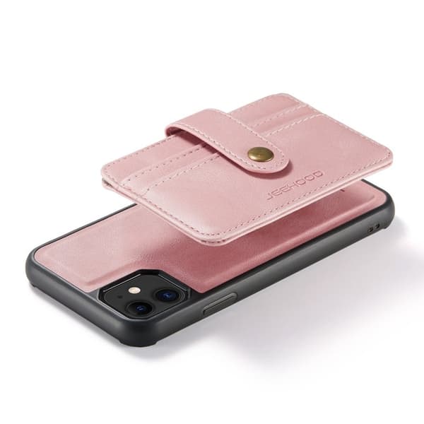 JEEHOOD Mobilskal till iPhone 11 Shockproof Wallet RFID-Skydd Rosa