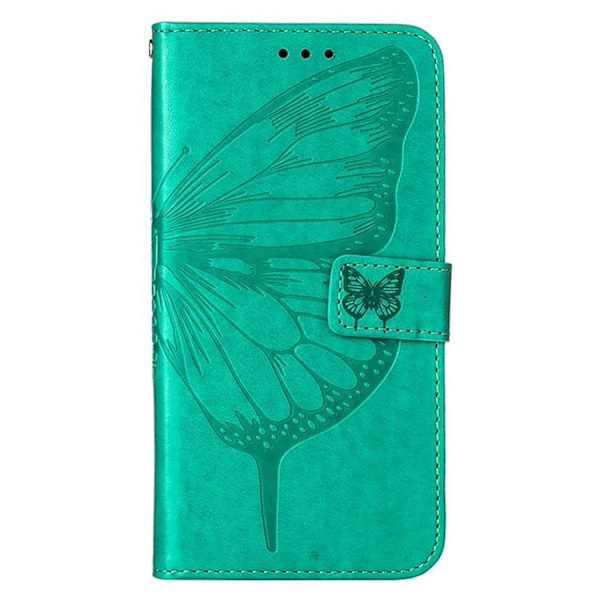 iPhone 14 Plus Plånboksfodral Butterfly Flower Imprinted - Grön