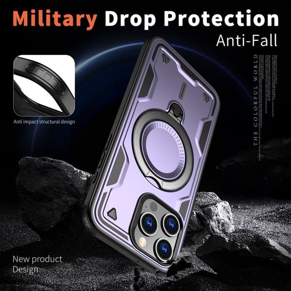 iPhone 15 Pro Max Skal Plast Militärt Skydd - Lila