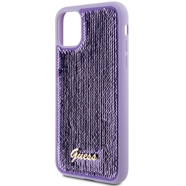 Guess telefontaske til iPhone 11/Xr MagSafe Sequin Script Metal - Lilla