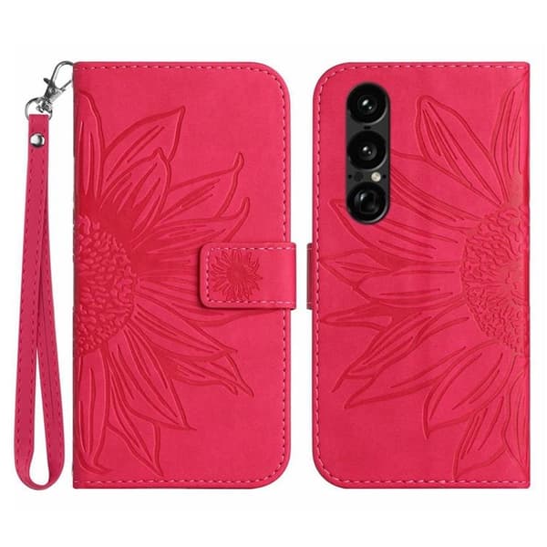Sony Xperia 1 VII Konstläder Plånboksfodral Med Handledsrem - Rosa Rosa