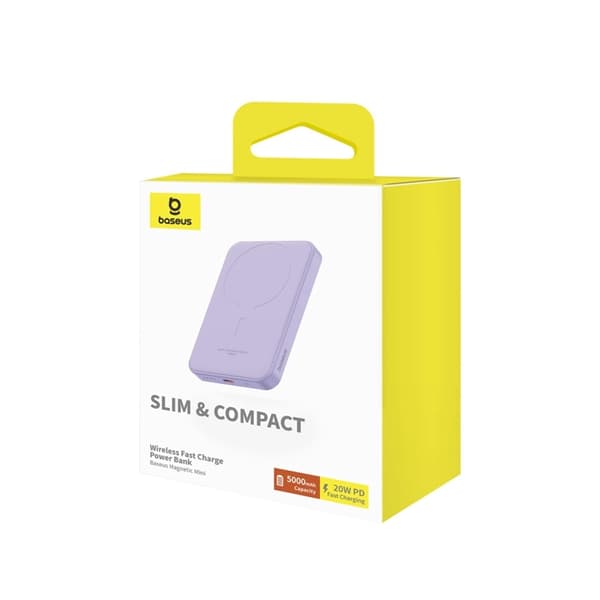 Baseus Powerbank 5000mAh 20W Mini Med USB-C Kabel - Lila Lila