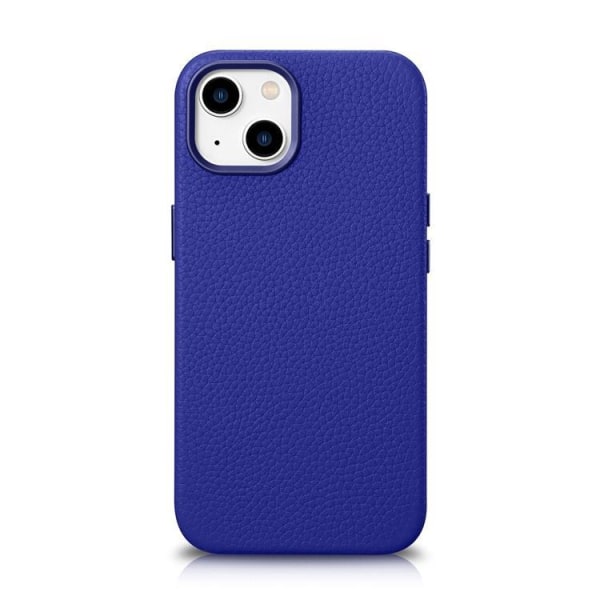 iCarer iPhone 14 Case Magsafe aito nahka Litchi Premium - tumma