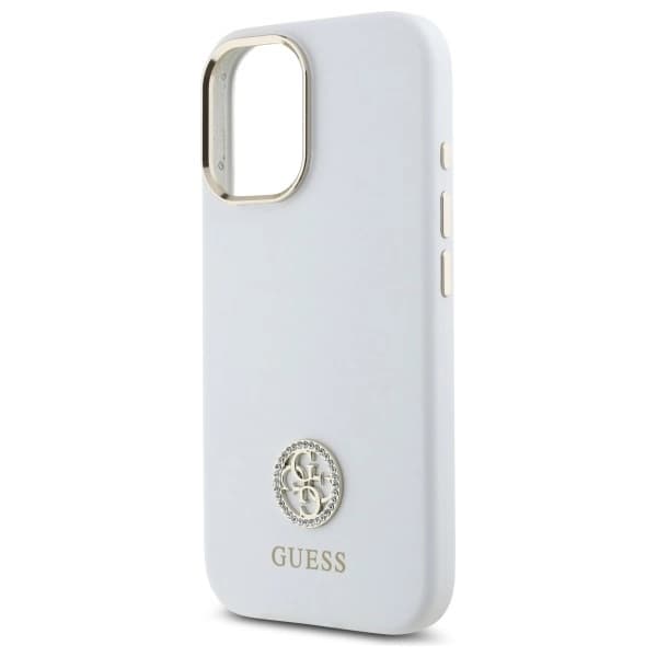 Guess Mobilskal till iPhone 16 Silikon Logo Strass 4G - Vit