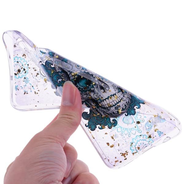 Glitter Mobilskal till Samsung Galaxy A50 - Skull Mönster