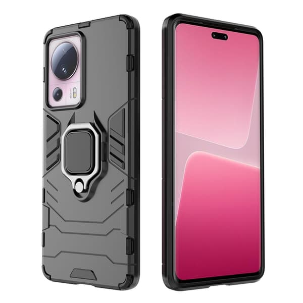 Xiaomi 13 Lite Mobilcover Ring Armor Magnetisk Holder - Sort Svart