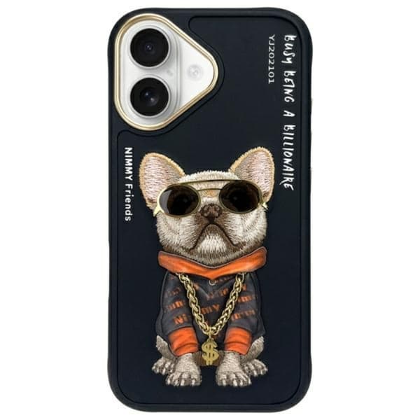 Nimmy Telefontaske til iPhone 16 Briller Cool Dog - Sort Black