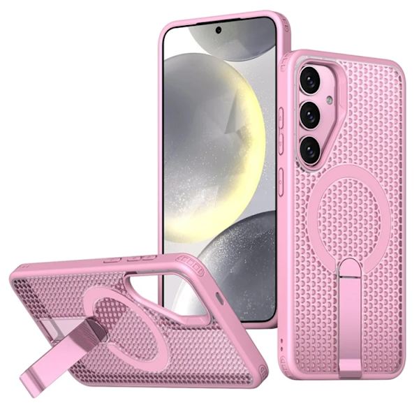 Mobilskal till Galaxy S25 FE Magsafe Grid Texture Rosa