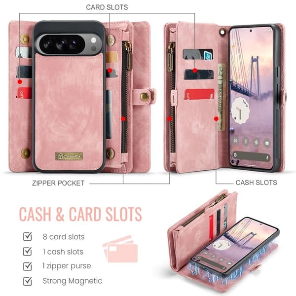CASEME 008 Plånboksfodral till Google Pixel 10 Pro XL Konstläder - Rosa