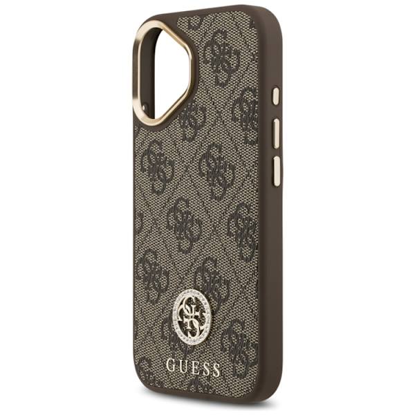 Guess Mobilskal till iPhone 17 MagSafe 4G Strass Logo & Big Strap Brun
