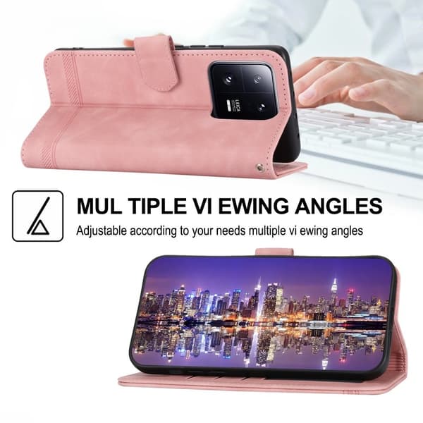 DIERFENG DF-03 Plånboksfodral för Xiaomi 13 Pro 5G - Konstläder - Rosa