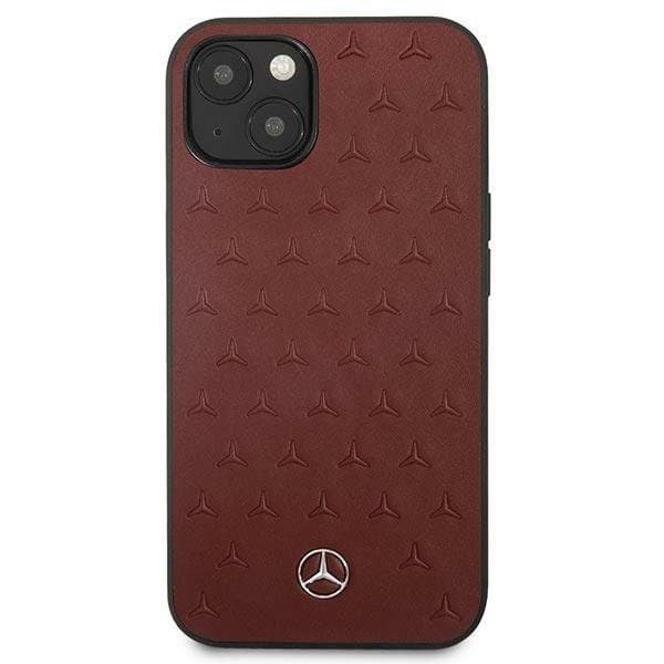 Mercedes Läder Stars Pattern Skal iPhone 13 Mini - Röd Röd
