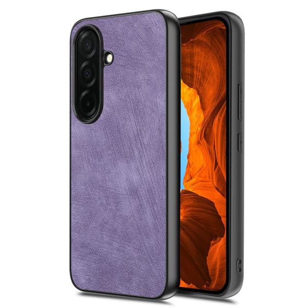 Mobilskal för Samsung Galaxy S26 Plus Stöttålig Slim Retro Konstläder - Lila