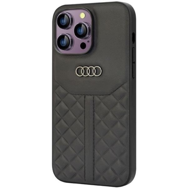 Audi iPhone 14 Pro Max Mobilcover Ægte Læder - Sort