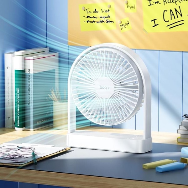 Hoco Ultratunn Skrivbordsfläkt HX65 - Vit