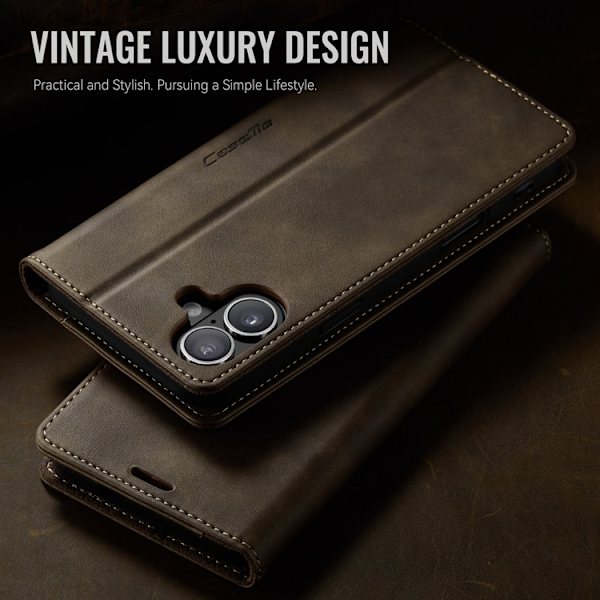Caseme iPhone 17 Plånboksfodral RFID Blocking 033 Series - Kaffe Brun