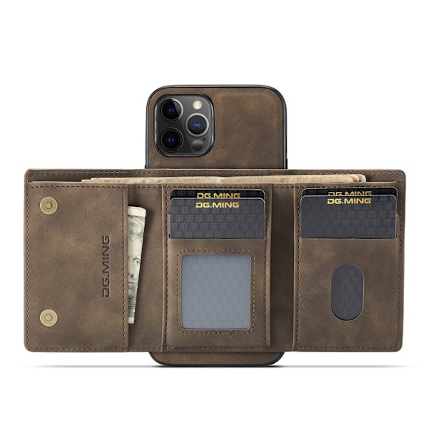 DG.MING M1 Series Plånboksfodral Konstläder för iPhone 13 Pro Max - Brun