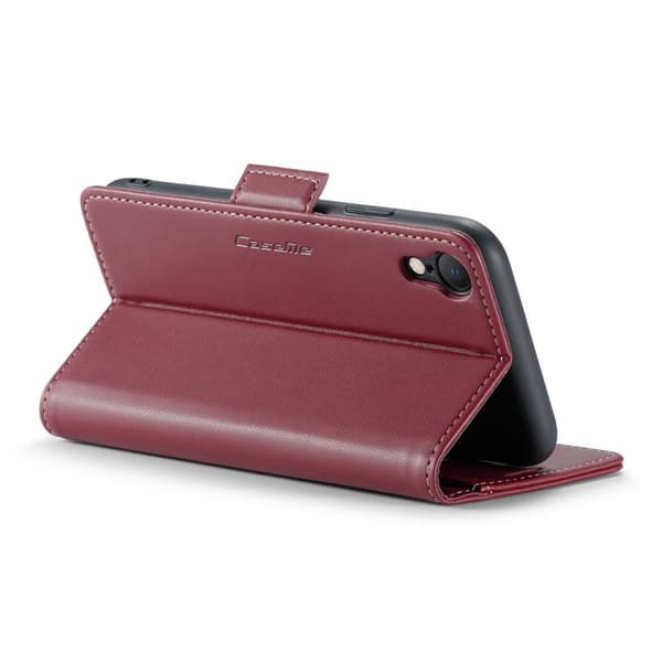 CASEME iPhone XR Plånboksfodral Konstläder RFID-Skydd Röd