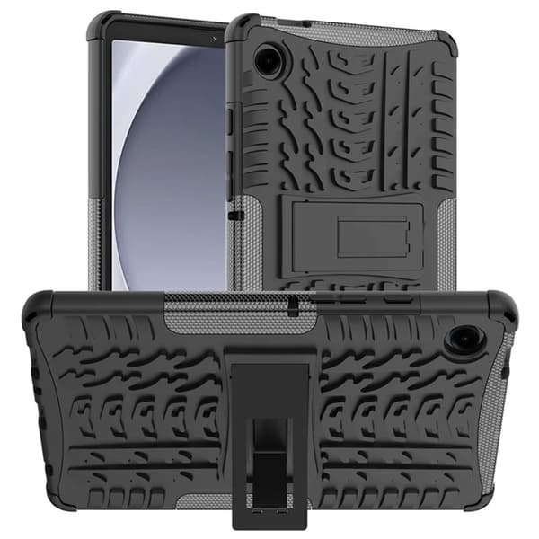 Mobilskal till Galaxy Tab A9 Kickstand Tire Texture Svart