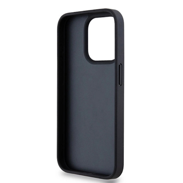 DKNY iPhone 15 Pro Max Mobilskal Läder Mono Stripe & Metal Logo Svart