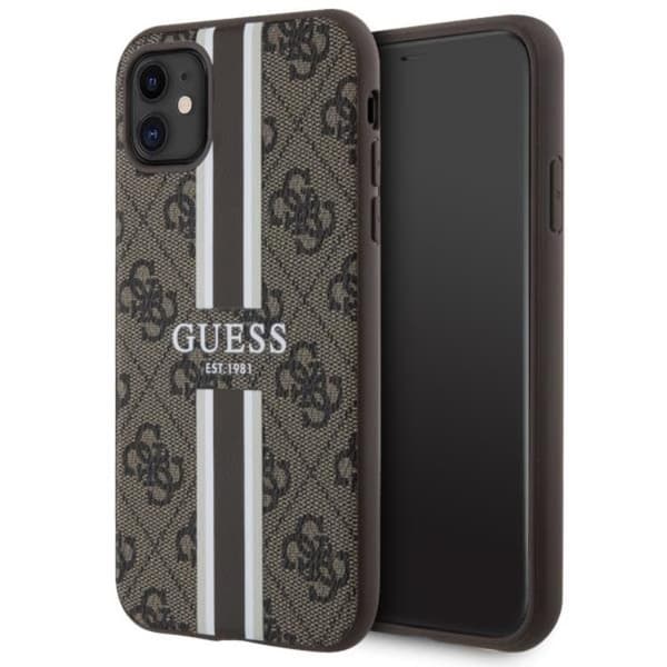 Guess iPhone 11/XR Mobilskal MagSafe 4G Printed Stripes - Brun Brun
