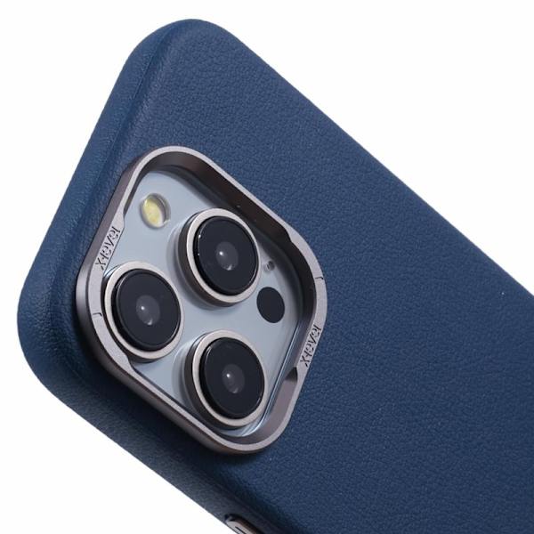X-LEVEL Mobilskal till iPhone 14 Pro Max Slim PU Läder Hård PC Blå