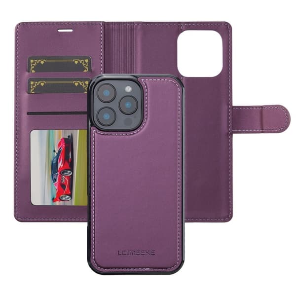 LC.IMEEKE L2 Series iPhone 16 Pro Max Plånboksfodral Konstläder - Lila