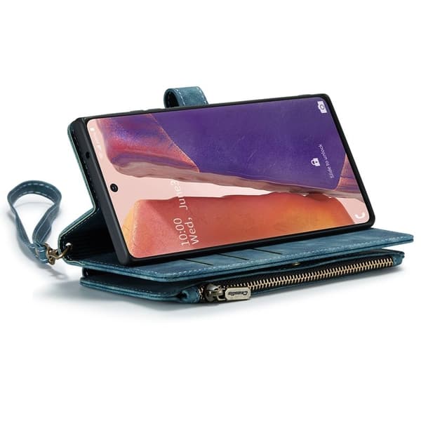 CASEME Konstläder Plånboksfodral för Samsung Galaxy Note20 5G - Blå