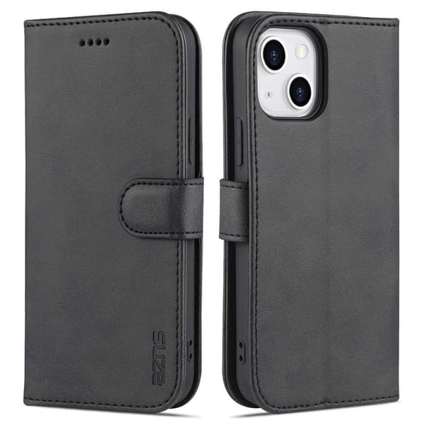AZNS iPhone 14 Plånboksfodral Konstläder - Svart Anti-fall och Ställ