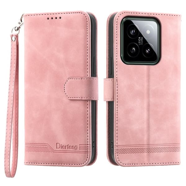 DIERFENG DF-03 för Xiaomi 14 Plånboksfodral Konstläder - Rosa