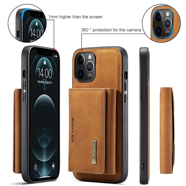 DG.MING Magnetisk Konstläder Plånboksfodral för iPhone 13 - Brun