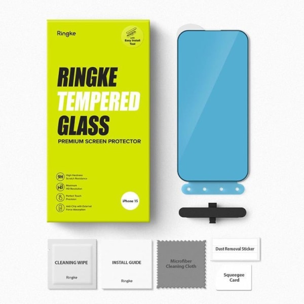 Ringke iPhone 15 Pro Max Skærmbeskytter i hærdet glas - Sort