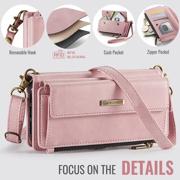 CASEME iPhone 17 Plånboksfodral Zipper RFID C39 Rosa