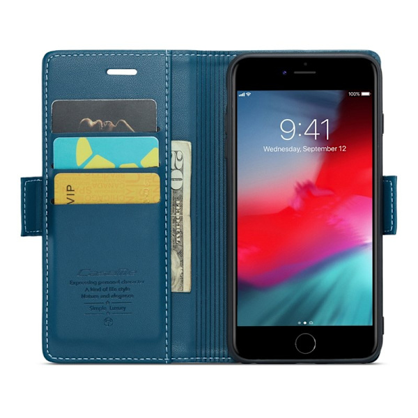 CASEME Plånboksfodral Konstläder för iPhone 6 Plus - Blå