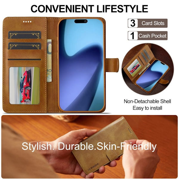 LC.IMEEKE iPhone Air Plånboksfodral Konstläder - Ställfunktion - Gul
