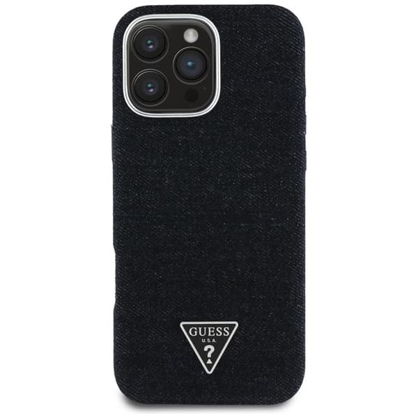Guess telefontaske til iPhone 16 Pro Max MagSafe Denim Triangle Svart