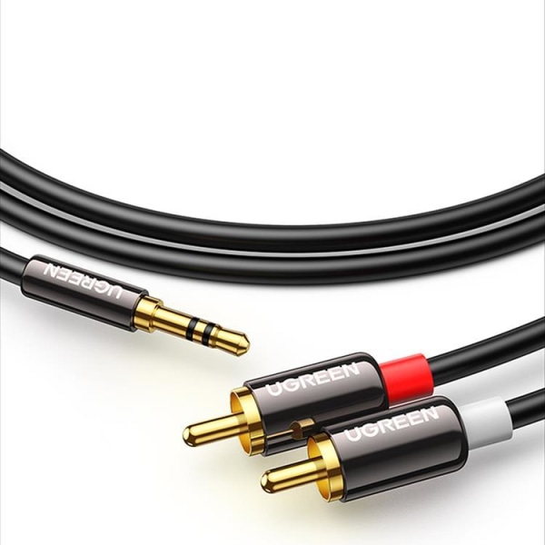 Ugreen 2 RCA Till Audio Kabel 3.5mm Mini Jack 1.5m - Svart