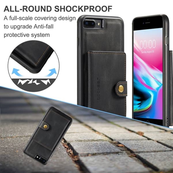 JEEHOOD Mobilskal till iPhone 7 Plus/8 Plus Konstläder TPU Svart