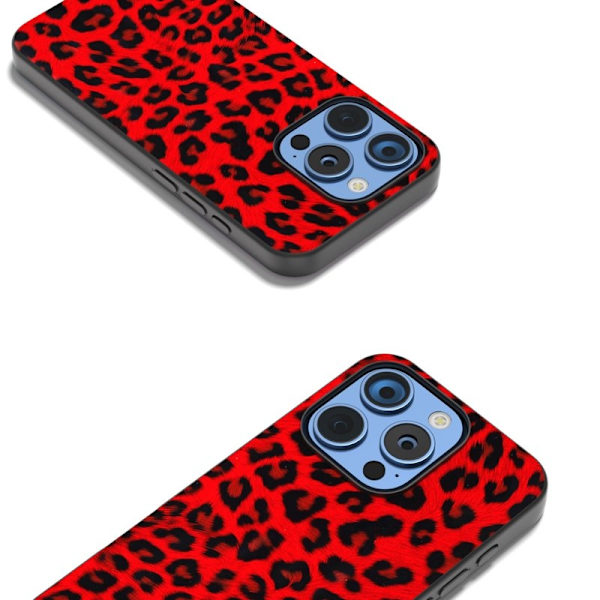 ABEEL Mobilskal till iPhone 16 Pro Max Leopardmönster Röd PU+TPU